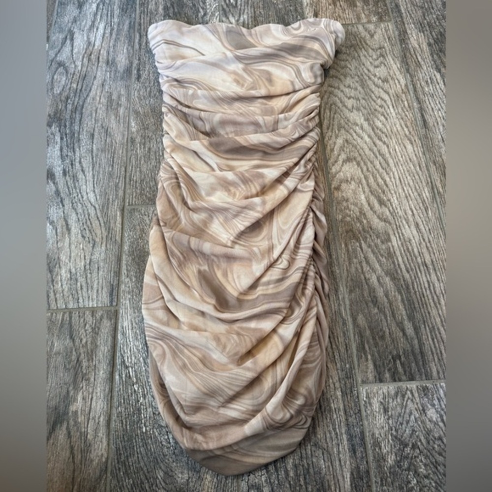 Forever 21 Strapless Nude/Brown Marble Corset Mini Dress